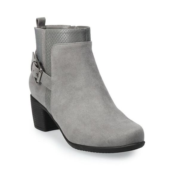 Croft & Barrow Gray Gila Faux Leather Suede Block High Heel Ankle Boots Size 8.5 - Picture 1 of 11